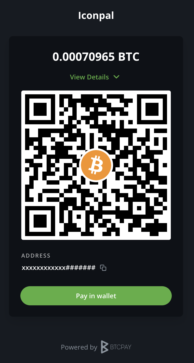 BTCPay Server payment QR code